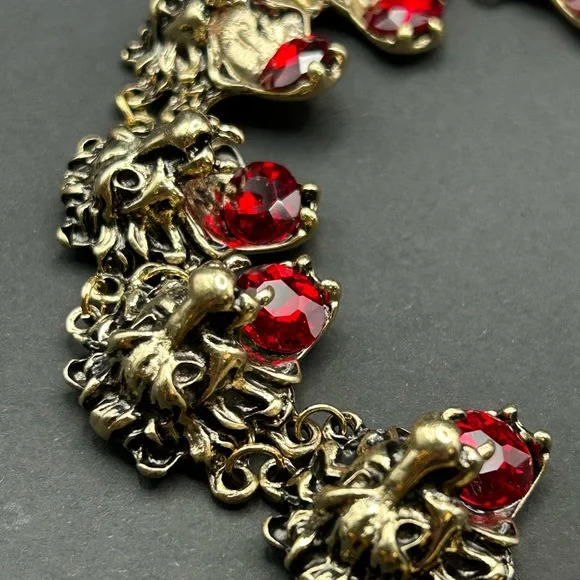 Kenneth Jay Lane Runway Red and Gold Lion Bracelet - Picture 5 of 15